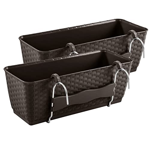 2X Balkonkasten mit Halterungen – 492 x 172 x 174 mm - Blumentopf mit Wasserspeicher in Rattan-Optik Pflanztopf Pflanzkästen, Umbra 2X Balkonkasten mit Halterungen – 492 x 172 x 174 mm - Blumentopf mit Wasserspeicher in Rattan-Optik Pflanztopf Pflanzkästen, Umbra von PAFEN