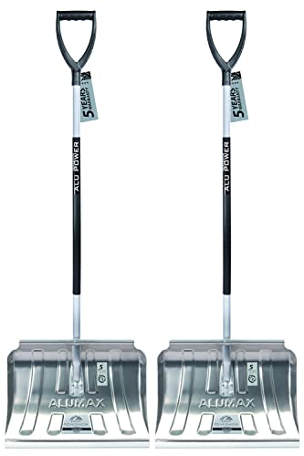 2X Metall Schneeschaufel mit ergonomischem Griff - Schneeräumer für kleine und große Schneemengen – Metall-Blatt, Aluminium-Stiel von PAFEN