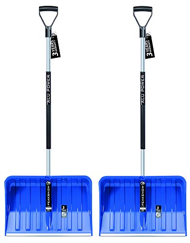 2X Schneeschaufel mit ergonomischem Griff - Schneeräumer für kleine und große Schneemengen – Kunststoff-Blatt, Aluminiumkante, Aluminium-Stiel von PAFEN