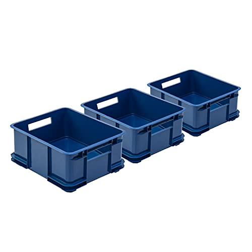 PAFEN 3x Euro Stapelbox Bruno Eco Blau Euro-Box Stapelkasten 20,5L Transport Eurobehälter von PAFEN