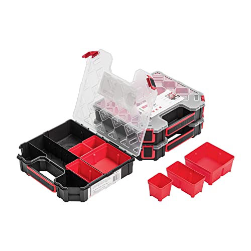 3x Modulierter Sortimentskasten Kleinteilemagazin – 243 x 284 x 60 mm - Sortierkasten mit Transparent Deckel Sortierkoffer Werkzeugbox Sortimentskoffer von PAFEN