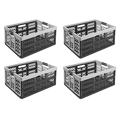 4x Stabile Profi Klappbox 45L - 54 x 37 x 28 cm - Einkaufskiste klappbar mit Soft-griffe - Transportkiste stapelbar, Hellgrau 4x Stabile Profi Klappbox 45L - 54 x 37 x 28 cm - Einkaufskiste klappbar mit Soft-griffe - Transportkiste stapelbar, Hellgrau von PAFEN