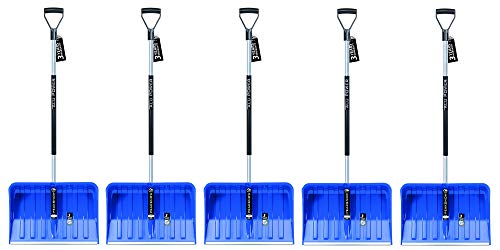 5X Schneeschaufel mit ergonomischem Griff - Schneeräumer für kleine und große Schneemengen – Kunststoff-Blatt, Aluminiumkante, Aluminium-Stiel von PAFEN