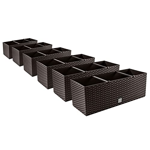 6X Blumenkasten Blumentopf Rattan-Optik Pflanztopf Balkonkasten Pflanzkästen, Umbra von PAFEN