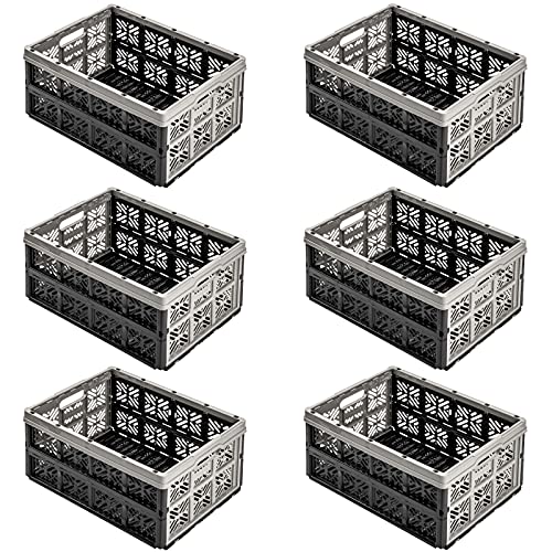 6x Stabile Profi Klappbox 32L - 36 x 49 x 23,5 cm - Einkaufskiste klappbar Transportkiste stapelbar Grau/Graphit von PAFEN