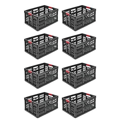 8x Stabile Profi Klappbox 45L - 54 x 37 x 28 cm - Einkaufskiste klappbar mit Soft-griffe - Transportkiste stapelbar, Graphit von PAFEN