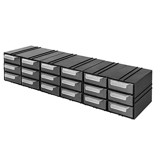 Aufbewahrungsbox mit Schubfächern Sortimentskasten - 18 Stück Transparent Schubladen - 690 x 155 x 125 mm Kleinteilemagazin 3 Module von PAFEN