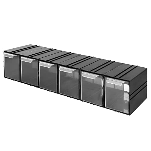 Aufbewahrungsbox mit Schubfächern Sortimentskasten - 6 Stück Transparent Schubladen - 690 x 155 x 130 mm Kleinteilemagazin 3 Module von PAFEN