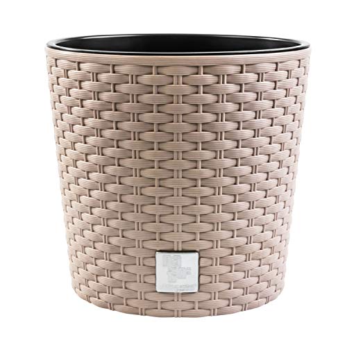 PAFEN Blumentopf RATTO Rattan-Optik Kunststoff Topf Blumenkübel inkl. Einsatz Übertopf Mocca ⌀20cm von PAFEN