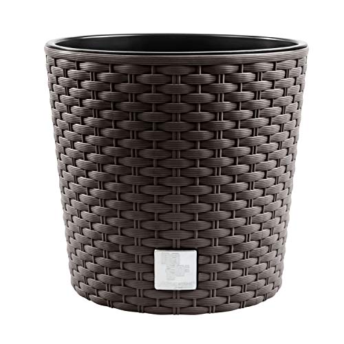 Blumentopf RATTO Rattan-Optik Kunststoff Topf Blumenkübel inkl. Einsatz Übertopf Umbra ⌀20cm von PAFEN