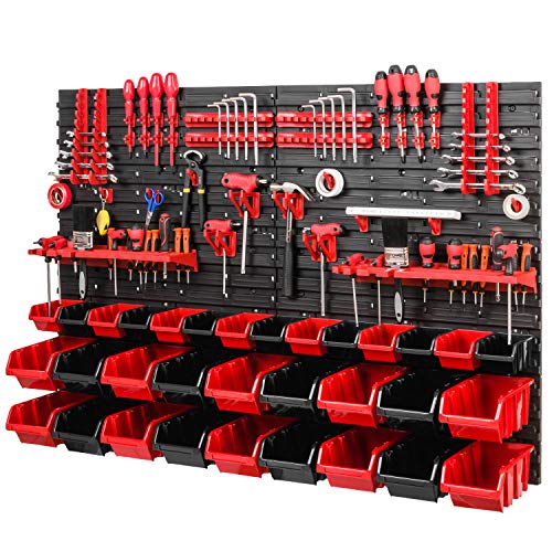 PAFEN Lagersystem 780x1152mm Stapelboxen Wandregal 40 Halterungen Sichtlagerkästen Schüttenregal 32 Boxen 2 Fächer von PAFEN