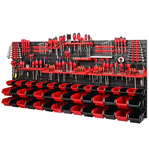 PAFEN Lagersystem 780x1728mm Stapelboxen Wandregal 20 Halterungen Sichtlagerkästen Schüttenregal 50 Boxen 6 Fächer von PAFEN