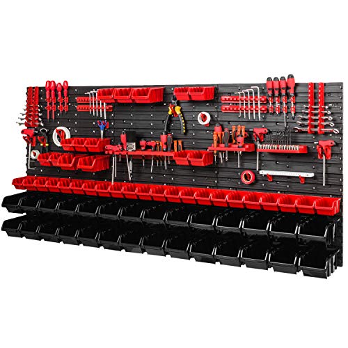 PAFEN Lagersystem 780x1728mm Stapelboxen Wandregal 40 Halterungen Sichtlagerkästen Schüttenregal 64 Boxen 4 Fächer von PAFEN