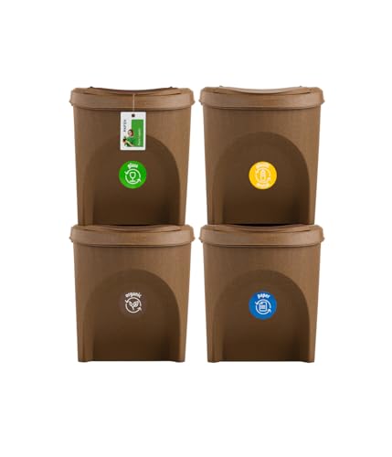 Mülleimer Set Eco Mülltrennsystem 4x25L – Abfalleimer mit farbigen Deckeln, Recycling Behälter für Küche, Büro und Haushalt, Naturo Mülleimer Set Eco Mülltrennsystem 4x25L – Abfalleimer mit farbigen Deckeln, Recycling Behälter für Küche, Büro und Haushalt, Naturo von PAFEN