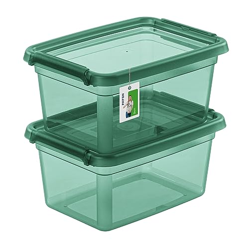 PAFEN 2X Aufbewahrungsbox mit Deckel 1,5L – 19,5 x 14 x 9,5 cm - Boxen Aufbewahrung Stapelboxen mit Verschlussclips Kunststoffbehälter Kleiderboxen Transparent Organizer | Grün PAFEN 2X Aufbewahrungsbox mit Deckel 1,5L – 19,5 x 14 x 9,5 cm - Boxen Aufbewahrung Stapelboxen mit Verschlussclips Kunststoffbehälter Kleiderboxen Transparent Organizer | Grün von PAFEN
