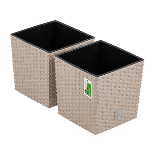 PAFEN 2X Blumentopf Blumenkübel Rattan-Optik 6,8 Liter - 20 x 20cm - Pflanzkübel mit Einsatz, Übertopf für Garten, Balkon & Innenbereich, wetterfest, Kunststoff, Mocca PAFEN 2X Blumentopf Blumenkübel Rattan-Optik 6,8 Liter - 20 x 20cm - Pflanzkübel mit Einsatz, Übertopf für Garten, Balkon & Innenbereich, wetterfest, Kunststoff, Mocca von PAFEN