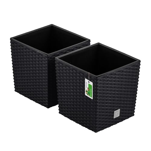 PAFEN 2X Blumentopf Blumenkübel Rattan-Optik 9,8 Liter - 22,5 x 23cm - Pflanzkübel mit Einsatz, Übertopf für Garten, Balkon & Innenbereich, wetterfest, Kunststoff, Anthrazit PAFEN 2X Blumentopf Blumenkübel Rattan-Optik 9,8 Liter - 22,5 x 23cm - Pflanzkübel mit Einsatz, Übertopf für Garten, Balkon & Innenbereich, wetterfest, Kunststoff, Anthrazit von PAFEN