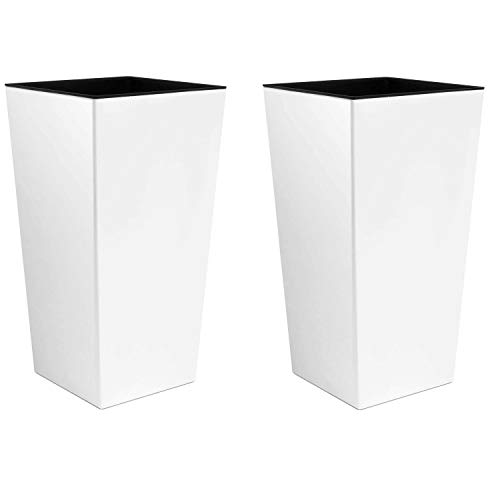 PAFEN 2in1 Set 2 Blumentöpfe mit Einsatz Blumenkübel weiß Kunststoff Innentopf matt von PAFEN