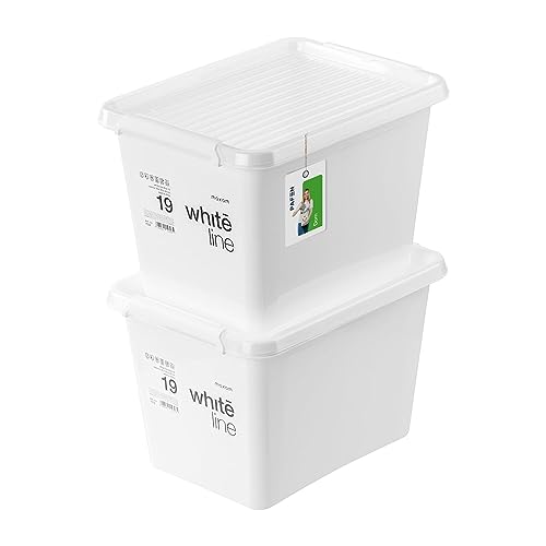 PAFEN 2x Aufbewahrungsbox mit Transparent Deckel 19L - 40 x 30 x 26 cm - Boxen Aufbewahrung Stapelboxen mit Verschlussclips Kunststoffbehälter Kleiderboxen Organizer | Weiß PAFEN 2x Aufbewahrungsbox mit Transparent Deckel 19L - 40 x 30 x 26 cm - Boxen Aufbewahrung Stapelboxen mit Verschlussclips Kunststoffbehälter Kleiderboxen Organizer | Weiß von PAFEN