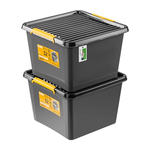 PAFEN 2x Robuster Aufbewahrungsbox 32L mit Deckel - 39 x 39 x 26 cm - Behälter für besondere Aufgaben Aufbewahrungsbehälter Boxen Aufbewahrung Stapelboxen mit Verschlussclips Kunststoffbehälter von PAFEN