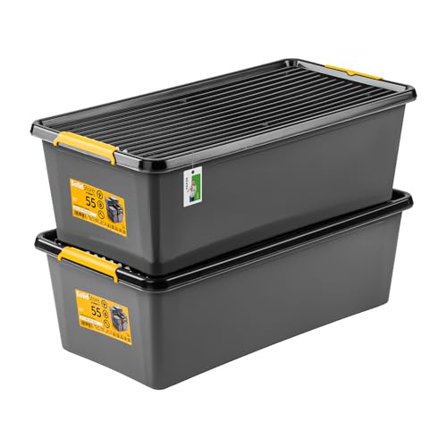 PAFEN 2x Robuster Aufbewahrungsbox 55L mit Rollen - 76 x 39 x 25 cm - Behälter für besondere Aufgaben Aufbewahrungsbehälter Boxen Aufbewahrung Stapelboxen mit Verschlussclips Kunststoffbehälter PAFEN 2x Robuster Aufbewahrungsbox 55L mit Rollen - 76 x 39 x 25 cm - Behälter für besondere Aufgaben Aufbewahrungsbehälter Boxen Aufbewahrung Stapelboxen mit Verschlussclips Kunststoffbehälter von PAFEN