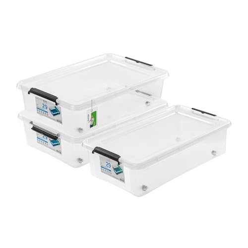 PAFEN 3x Aufbewahrungsbox auf Rollen 29,0L – 58 x 39 x 16 cm - SET Aufbewahrungsbehälter Transparent Boxen Aufbewahrung Stapelboxen mit Verschlussclips Kunststoffbehälter PAFEN 3x Aufbewahrungsbox auf Rollen 29,0L – 58 x 39 x 16 cm - SET Aufbewahrungsbehälter Transparent Boxen Aufbewahrung Stapelboxen mit Verschlussclips Kunststoffbehälter von PAFEN