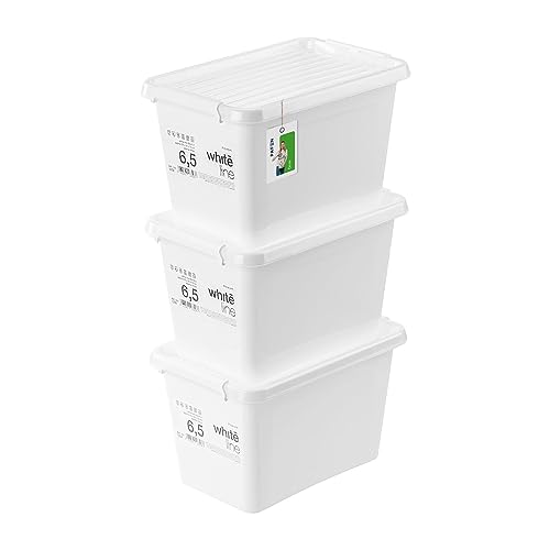 PAFEN 3x Aufbewahrungsbox mit Transparent Deckel 6,5L - 30 x 20 x 18 cm - Boxen Aufbewahrung Stapelboxen mit Verschlussclips Kunststoffbehälter Kleiderboxen Organizer | Weiß von PAFEN