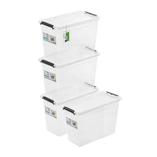 PAFEN 4x Aufbewahrungsbox mit Deckel 13,0L - 39 x 20 x 26 cm - SET Aufbewahrungsbehälter Transparent Boxen Aufbewahrung Stapelboxen mit Verschlussclips Kunststoffbehälter PAFEN 4x Aufbewahrungsbox mit Deckel 13,0L - 39 x 20 x 26 cm - SET Aufbewahrungsbehälter Transparent Boxen Aufbewahrung Stapelboxen mit Verschlussclips Kunststoffbehälter von PAFEN
