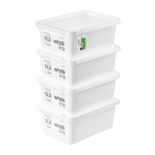 PAFEN 4x Aufbewahrungsbox mit Transparent Deckel 12,5L - 40 x 30 x 16,5 cm - Boxen Aufbewahrung Stapelboxen mit Verschlussclips Kunststoffbehälter Kleiderboxen Organizer | Weiß PAFEN 4x Aufbewahrungsbox mit Transparent Deckel 12,5L - 40 x 30 x 16,5 cm - Boxen Aufbewahrung Stapelboxen mit Verschlussclips Kunststoffbehälter Kleiderboxen Organizer | Weiß von PAFEN