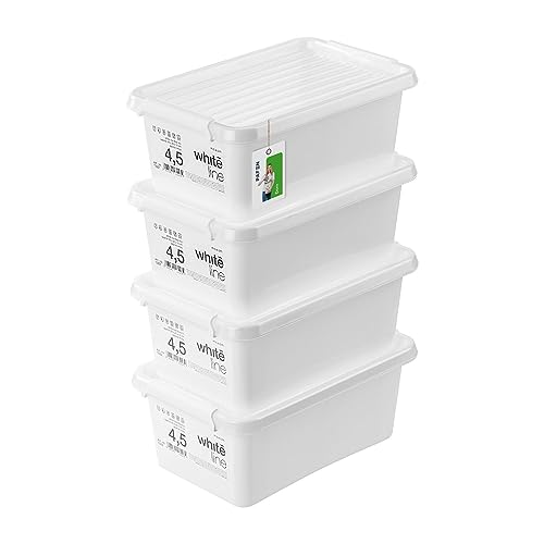 PAFEN 4x Aufbewahrungsbox mit Transparent Deckel 4,5L - 30 x 20 x 12 cm - Boxen Aufbewahrung Stapelboxen mit Verschlussclips Kunststoffbehälter Kleiderboxen Organizer | Weiß von PAFEN