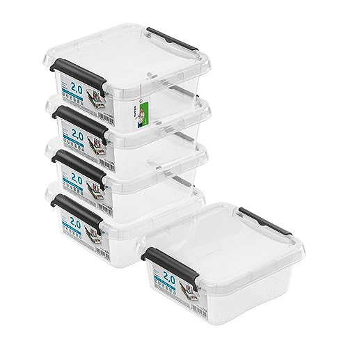 PAFEN 5x Aufbewahrungsbox mit Deckel 2,0L - 20 x 20 x 8 cm - SET Aufbewahrungsbehälter Transparent Boxen Aufbewahrung Stapelboxen mit Verschlussclips Kunststoffbehälter von PAFEN