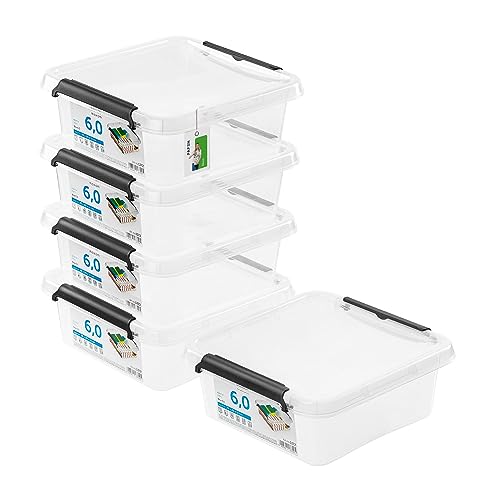 PAFEN 5x Aufbewahrungsbox mit Deckel 6,0-29 x 29 x 11 cm - SET Aufbewahrungsbehälter Transparent Boxen Aufbewahrung Stapelboxen mit Verschlussclips Kunststoffbehälter von PAFEN