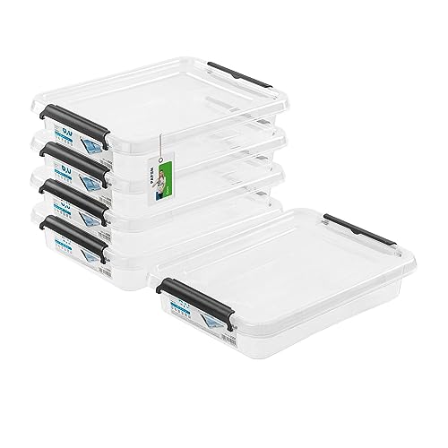 PAFEN 5x Aufbewahrungsbox mit Deckel 6,0L - 29 x 29 x 11 cm - SET Aufbewahrungsbehälter Transparent Boxen Aufbewahrung Stapelboxen mit Verschlussclips Kunststoffbehälter von PAFEN