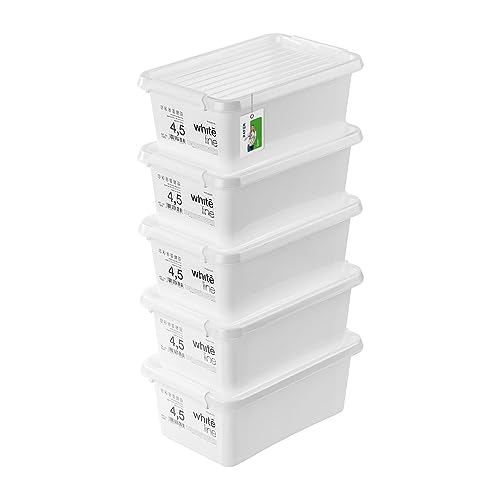 PAFEN 5x Aufbewahrungsbox mit Transparent Deckel 4,5L - 30 x 20 x 12 cm - Boxen Aufbewahrung Stapelboxen mit Verschlussclips Kunststoffbehälter Kleiderboxen Organizer | Weiß von PAFEN