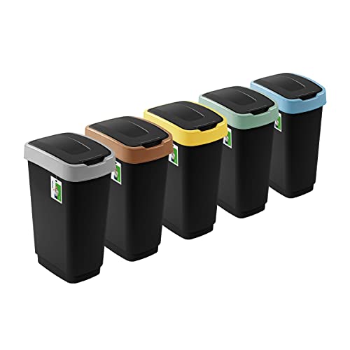PAFEN 5x Mülleimer SET Mülltrennung 50L - 41 x 30 x 61,5cm - Abfallbehälter Mülltonne mit Spezialklappe Abfalleimer Abfalltonne Behälter für Recycling von PAFEN