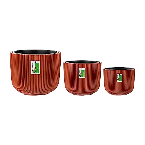 PAFEN Blumentopf runder Set Blumenkübel 22L 14L 7L - Übertopf Blumenkorb modern Pflanztopf Topf - Blumentopf Komposition | Kupferfarbe von PAFEN