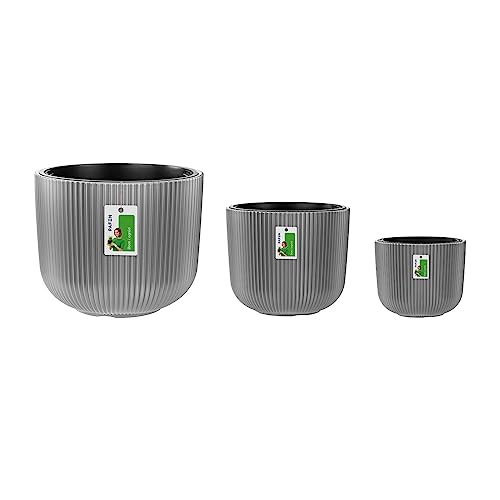 PAFEN Blumentopf runder Set Blumenkübel 54L 22L 7L - Übertopf Blumenkorb modern Pflanztopf Topf - Blumentopf Komposition | Grau von PAFEN