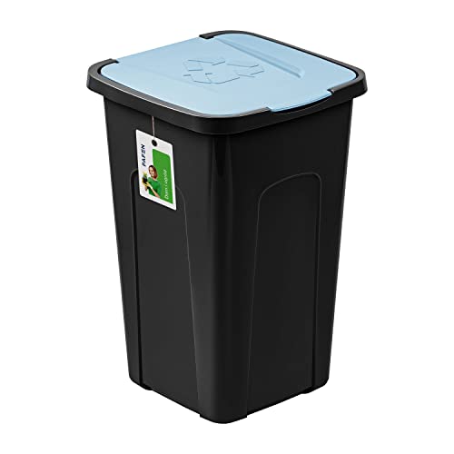 PAFEN Großer Mülleimer 50l mit Deckel – Abfallbehälter 550 x 365 x 370mm - Abfalleimer für Trennen Abfalltonne Mülltrennung Abfallsammler, Blau von PAFEN