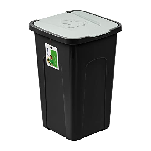 PAFEN Großer Mülleimer 50l mit Deckel – Abfallbehälter 550 x 365 x 370mm - Abfalleimer für Trennen Abfalltonne Mülltrennung Abfallsammler, Grün von PAFEN