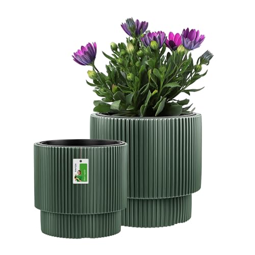 PAFEN Kunststoff Blumentopf Set - 2 Großen: 29,5 cm und 39,5 cm - Elegant Blumenkübel im Doppelpack Übertopf Pflanztopf Pflanzkübel Für Innen Und Balkon Garten Pflanzen | Flaschengrün PAFEN Kunststoff Blumentopf Set - 2 Großen: 29,5 cm und 39,5 cm - Elegant Blumenkübel im Doppelpack Übertopf Pflanztopf Pflanzkübel Für Innen Und Balkon Garten Pflanzen | Flaschengrün von PAFEN