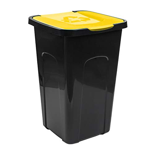 PAFEN Mülleimer 50L Abfalltonne mit Klappdeckel Mülleimer Abfalleimer Recycling Kunststoff (PP) Mülltrennung gelb von PAFEN