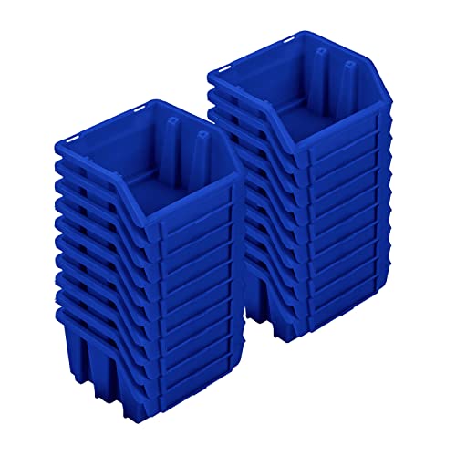 PAFEN Stapelboxen Set – 20x Stapelbox für Werkzeugwand 115 x 75 x 118 mm – Sichtbox Stapelkasten Stapelbox Lagerbox, Blau von PAFEN