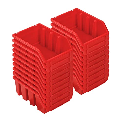 PAFEN Stapelboxen Set – 20x Stapelbox für Werkzeugwand 160 x 75 x 115 mm – Sichtbox Stapelkasten Stapelbox Lagerbox, Rot von PAFEN