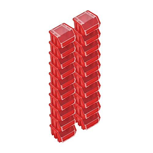 PAFEN Stapelboxen Set – 20x Stapelbox mit Deckel 115 x 75 x 118 mm – Sichtbox Stapelbox für Werkzeugwand Lagerbox, Rot PAFEN Stapelboxen Set – 20x Stapelbox mit Deckel 115 x 75 x 118 mm – Sichtbox Stapelbox für Werkzeugwand Lagerbox, Rot von PAFEN