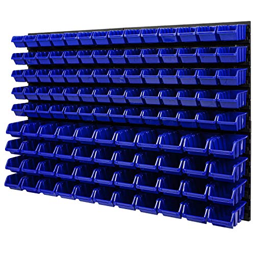 PAFEN Wandregal Stapelboxen - 1152 x 780 mm - 114 TLG. Boxen Lagersystem Werkzeuglochwand Schüttenregal (Blau) von PAFEN
