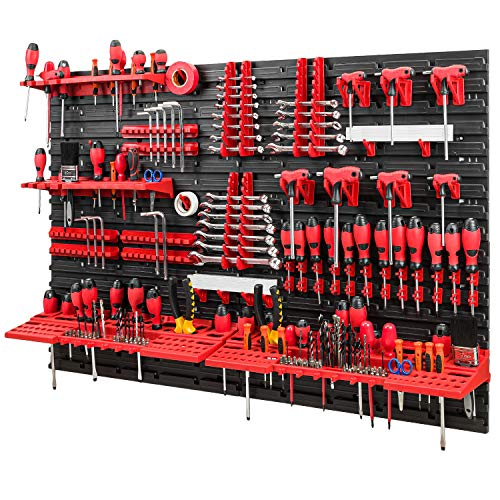 PAFEN Werkzeugwand -1152 x 780 mm - Set 58 Werkzeughaltern mit Lochwand Lagersystem Warkzeuglochwand Wandregal Werkstattregal von PAFEN