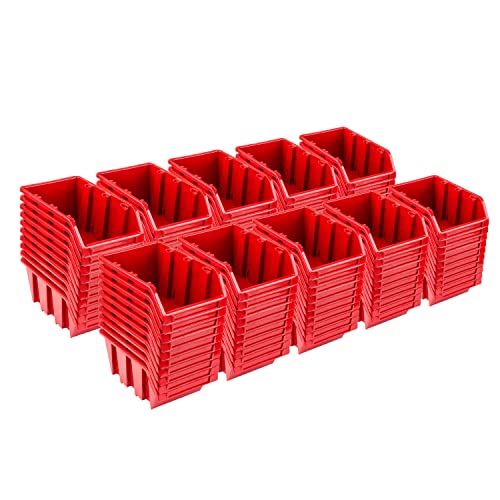 Stapelboxen Set - 100x Stapelbox 70 x 100 x 155 mm – Sichtbox Stapelbox Lagerbox, Rot von PAFEN