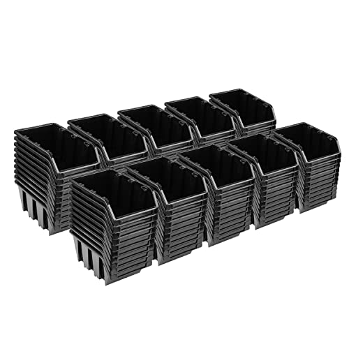 Stapelboxen Set - 100x Stapelbox 70 x 100 x 155 mm – Sichtbox Stapelbox Lagerbox, Schwarz von PAFEN