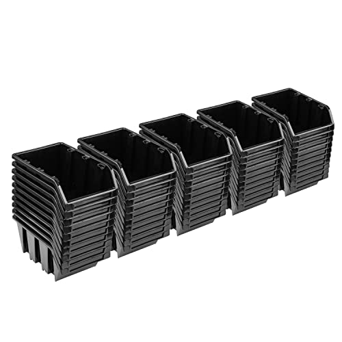 Stapelboxen Set – 50x Stapelbox 70 x 100 x 155 mm – Sichtbox Stapelbox Lagerbox, Schwarz von PAFEN