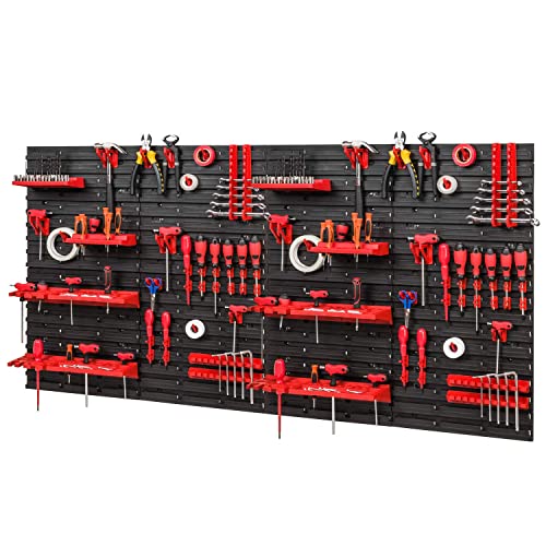 PAFEN Werkzeugwand -1544 x 780 mm - Set 76 Werkzeughaltern mit Lochwand Lagersystem Warkzeuglochwand Wandregal Werkstattregal von PAFEN